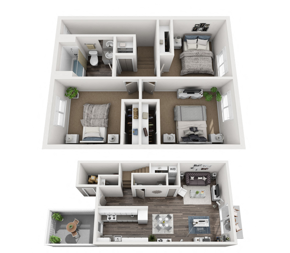 Floor plan for 3 beds, 1.5 baths, 1100 sqft